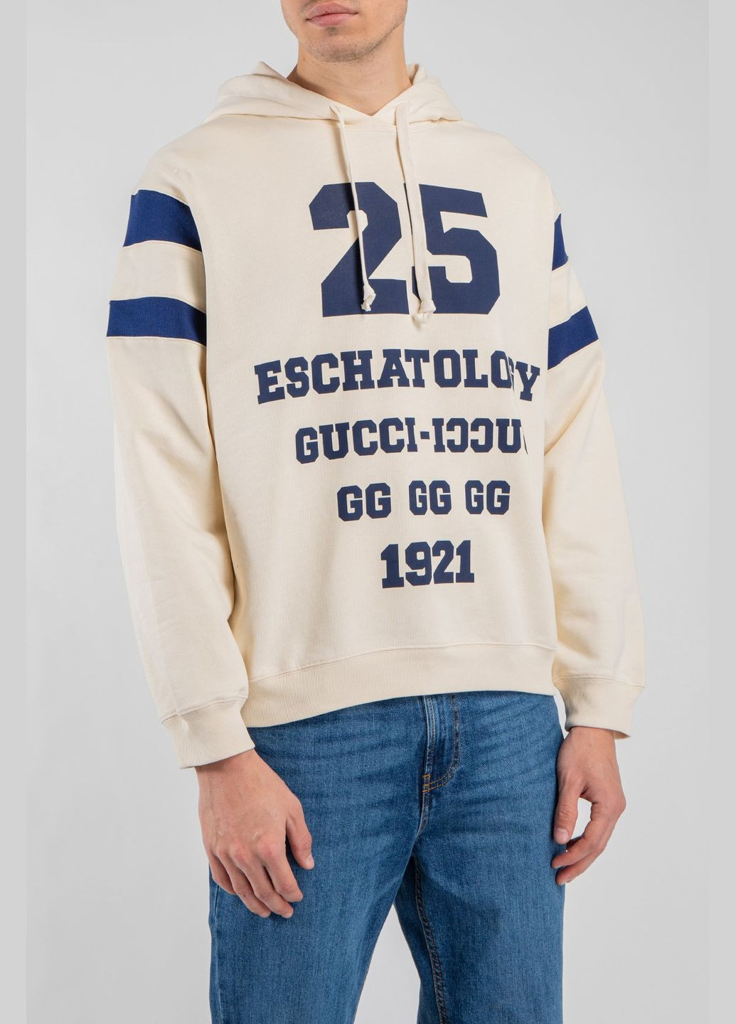 Хлопковый худи молочного оттенка с принтом Gucci (339604186)