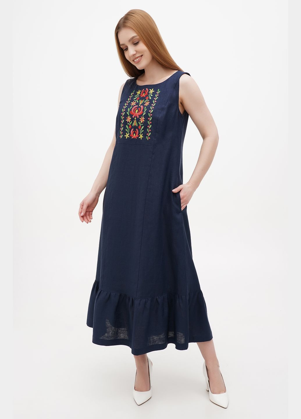 Синее платье диамара, голубой, р.50, код 0326/50/1305 ГАЛЕРЕЯ ЛЬОНУ