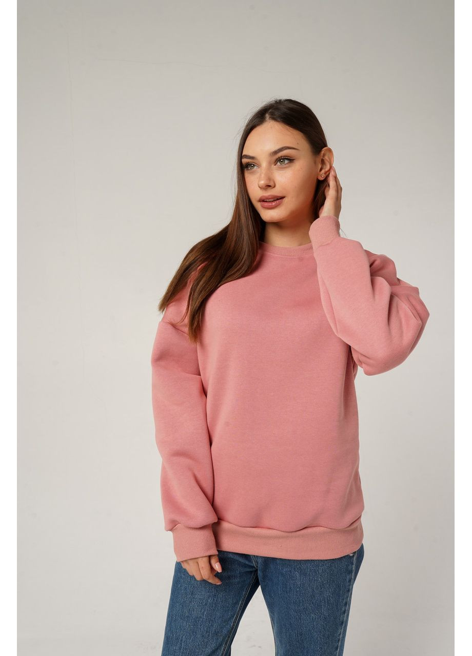 Темно-рожевий світшот жіночий з начосом oversize, світшот жіночий оверсайз, кофта жіноча з начосом, батник жіночий теплий кремовий, (367779037)