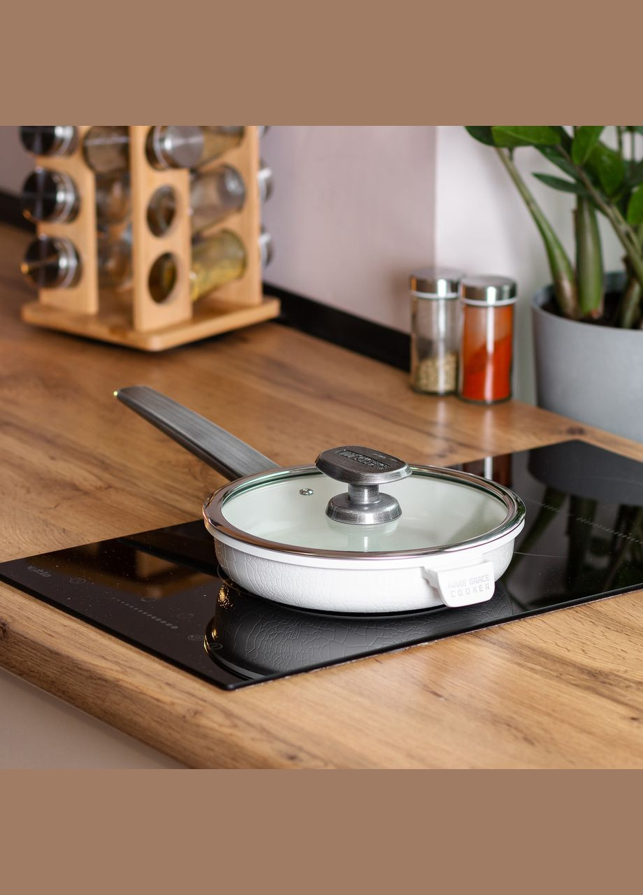 Сковорода универсальная Designed алюминиевая 20 см с антипригарным покрытием, белый MGC (322771241)