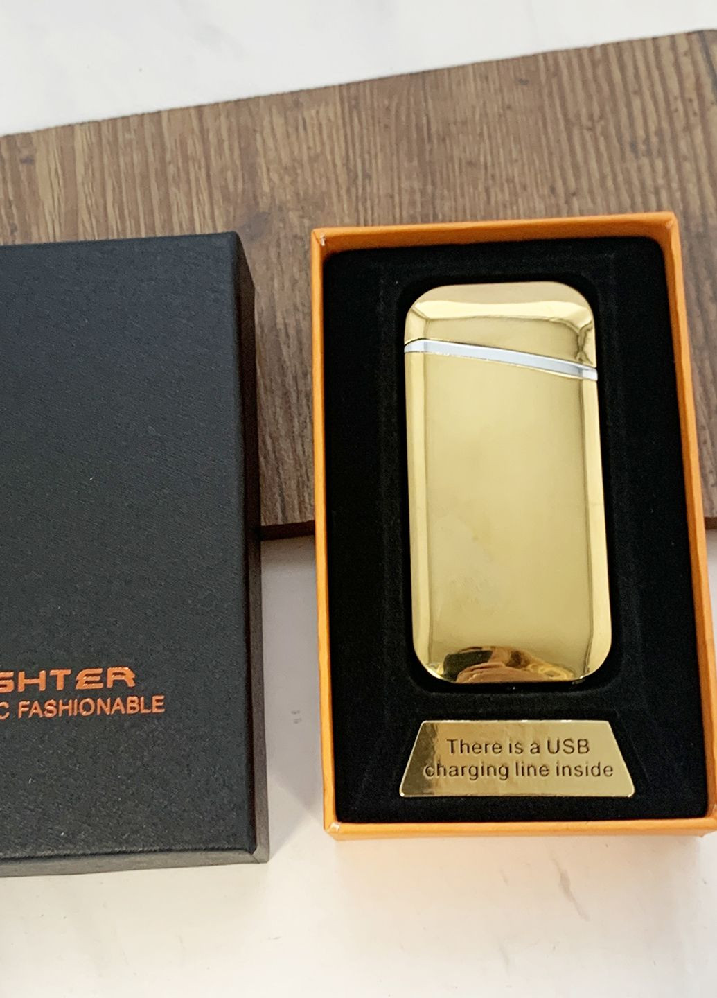 Электронная зажигалка с дугами, золотистая, подарочная упаковка No Brand (316531209)