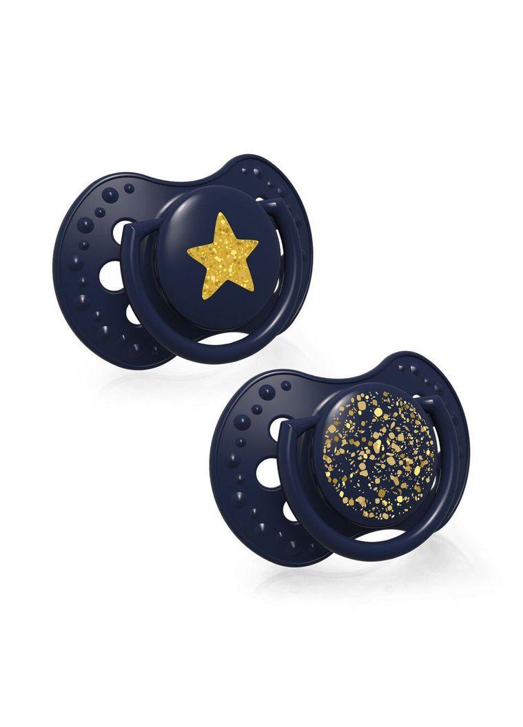 Пустышка силиконовая Stardust, динамическая, 0-3 месяца, 2 шт., синий () Lovi 22/892_blue (328394481)