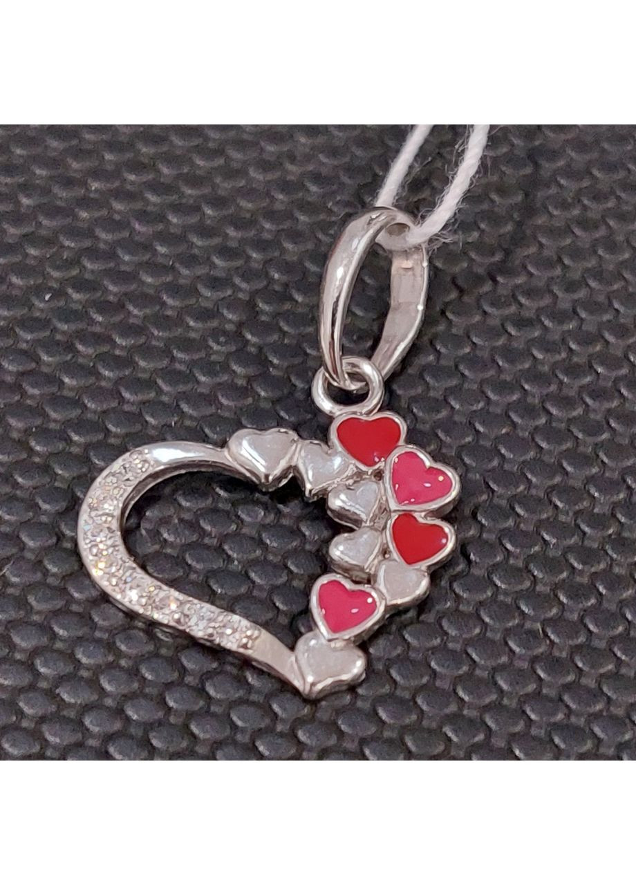 Кулон срібний із сердечками та ювелірною емаллю No Brand (355921991)