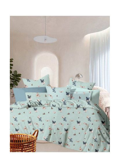 Євро комплект постільної білизни Light Blue 100% Бавовна 200х220 см (Ble-77511) Vital-Textile (367262275)