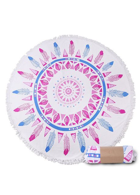 Пляжное полотенце Перья из микрофибры, круглое No Brand (336921349)