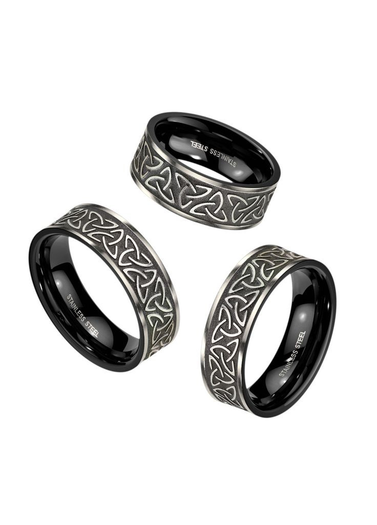 Кільце зі сталі R-M7931-09 незвичайне із символом "Триквітр" (Розмір: мм (9 США) Ширина: 6мм) Spikes (333698602)