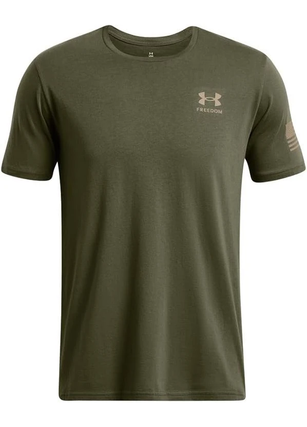 Хакі (оливкова) чоловіча футболка freedom бавовняна хакі мілітарі Under Armour