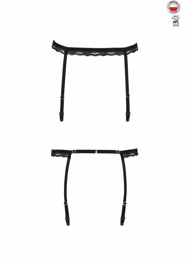 Черный демисезонный пояс-стрепы для чулок shelly garter belt black xxl/xxxl Passion