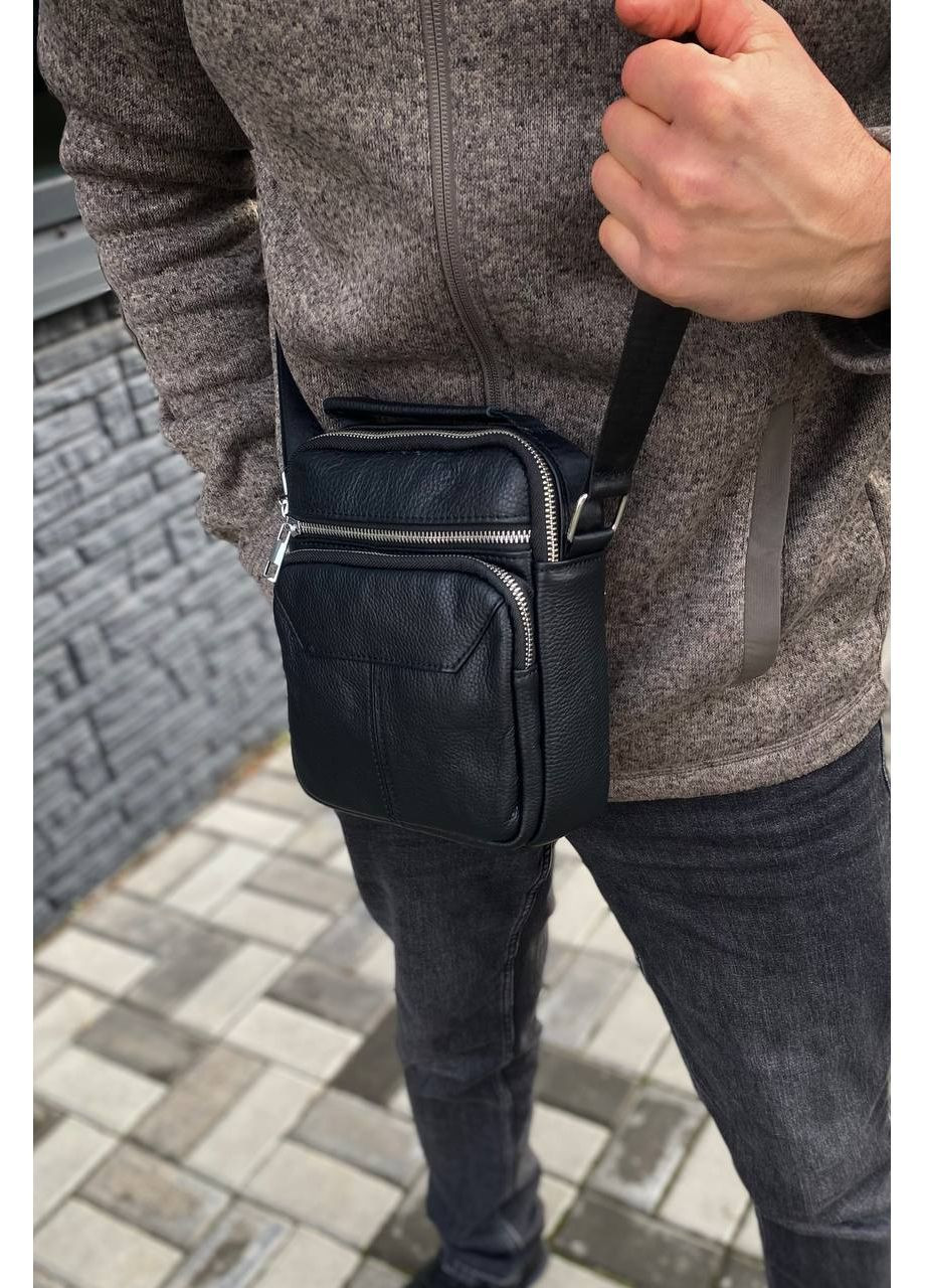 Чоловіча шкіряна сумка-барсетка через плече STARK ManWay, чорна натуральна шкіра No Brand (373988416)