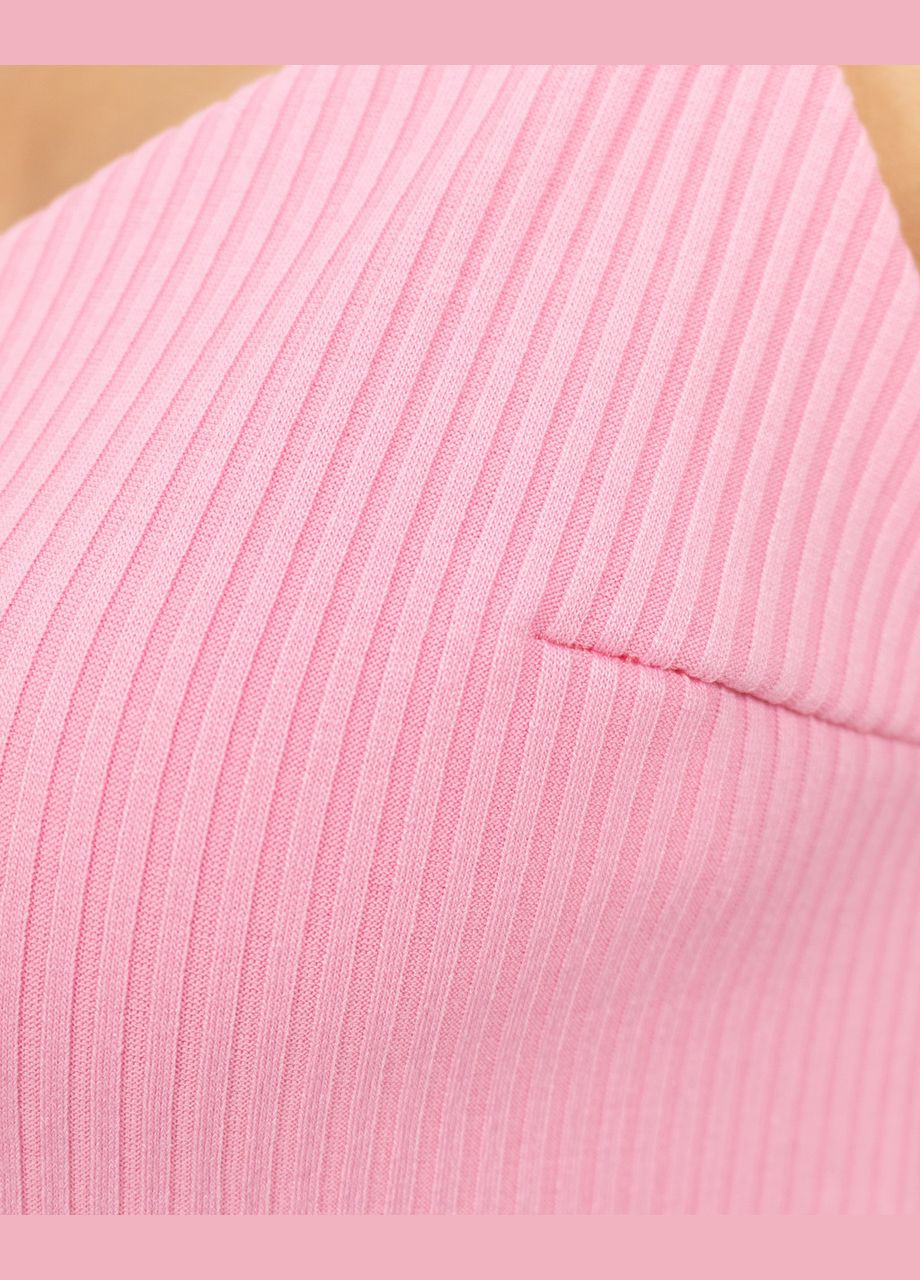 Піжамний жіночий комплект двійка в рубчик, халат та сорочка Світло-рожевий Maybel (281330125)