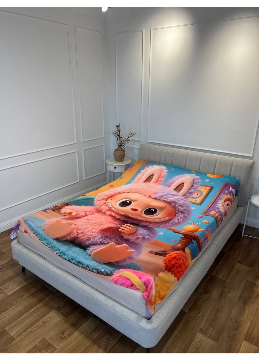 Плед 3D подарунковий з принтом Лабубу №11 135×160 см, плюшевий, для дітей і дорослих 215 см No Brand (358100784)