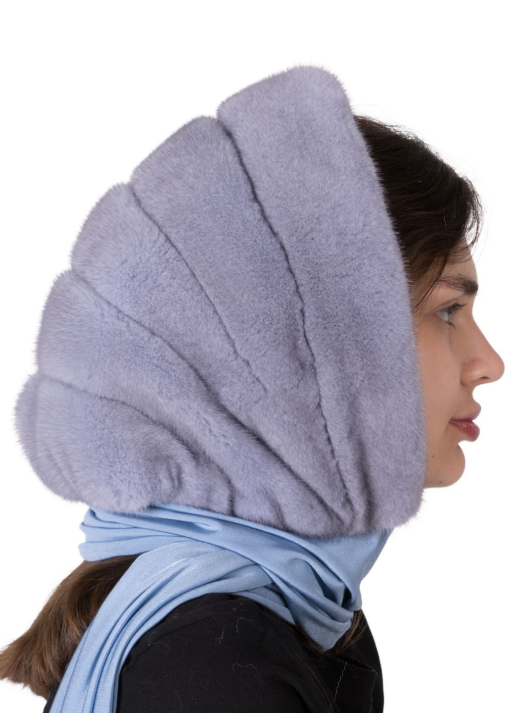 Женский меховой норковый платок на голову Меховой Стиль Ракушка (354820515)