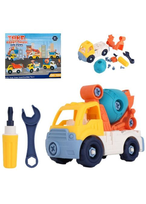 Дитяча машинка-конструктор 366 на шурупах, спецтехніка з ключем та викруткою Бетонозмішувач Limo Toy (327216987)