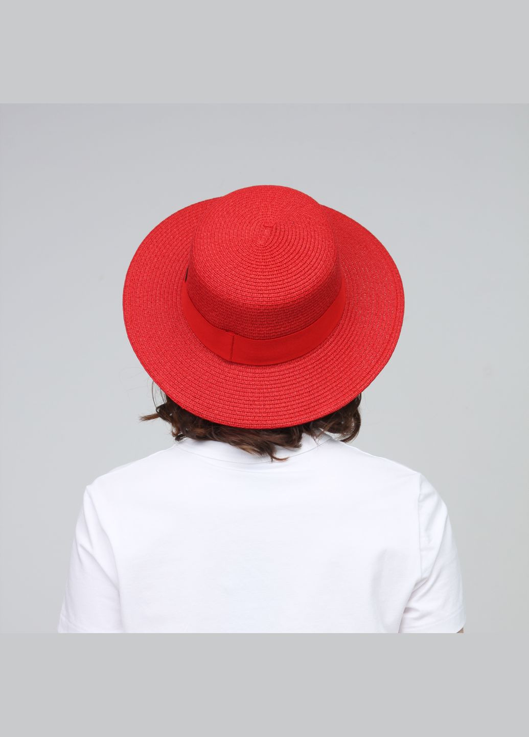 Шляпа канотье женская бумага красная AGNES LuckyLOOK 375-858 (289478413)