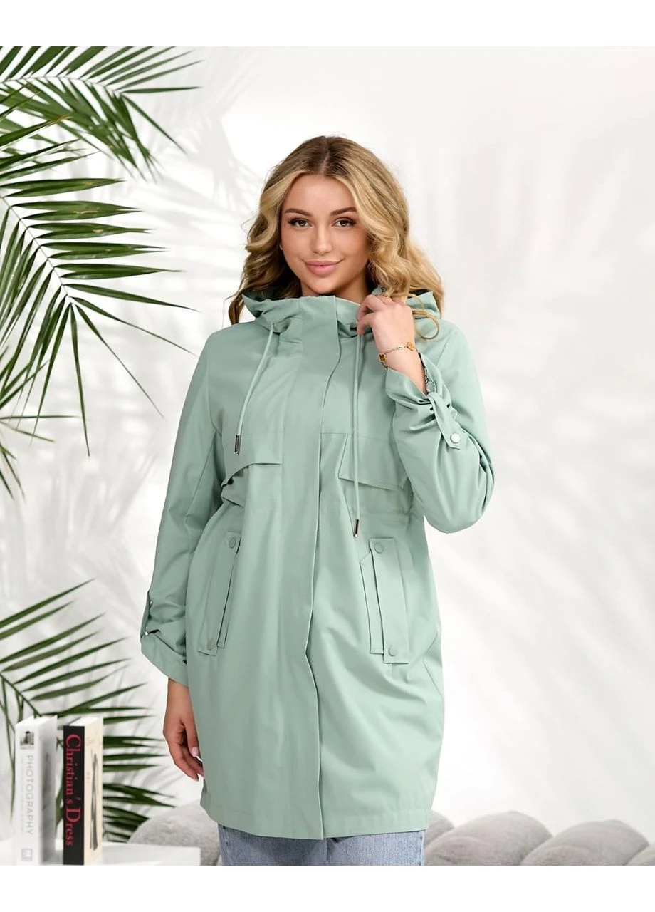 Мятная парка удлиненная на подкладке. No Brand