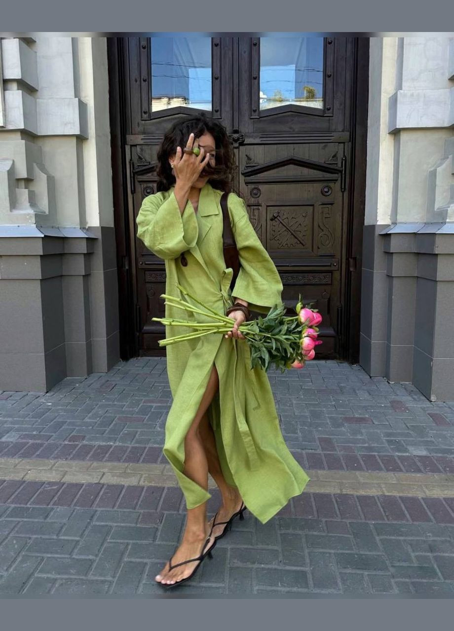 Лайм повсякденний сукня жіноча на запах Гермес однотонна