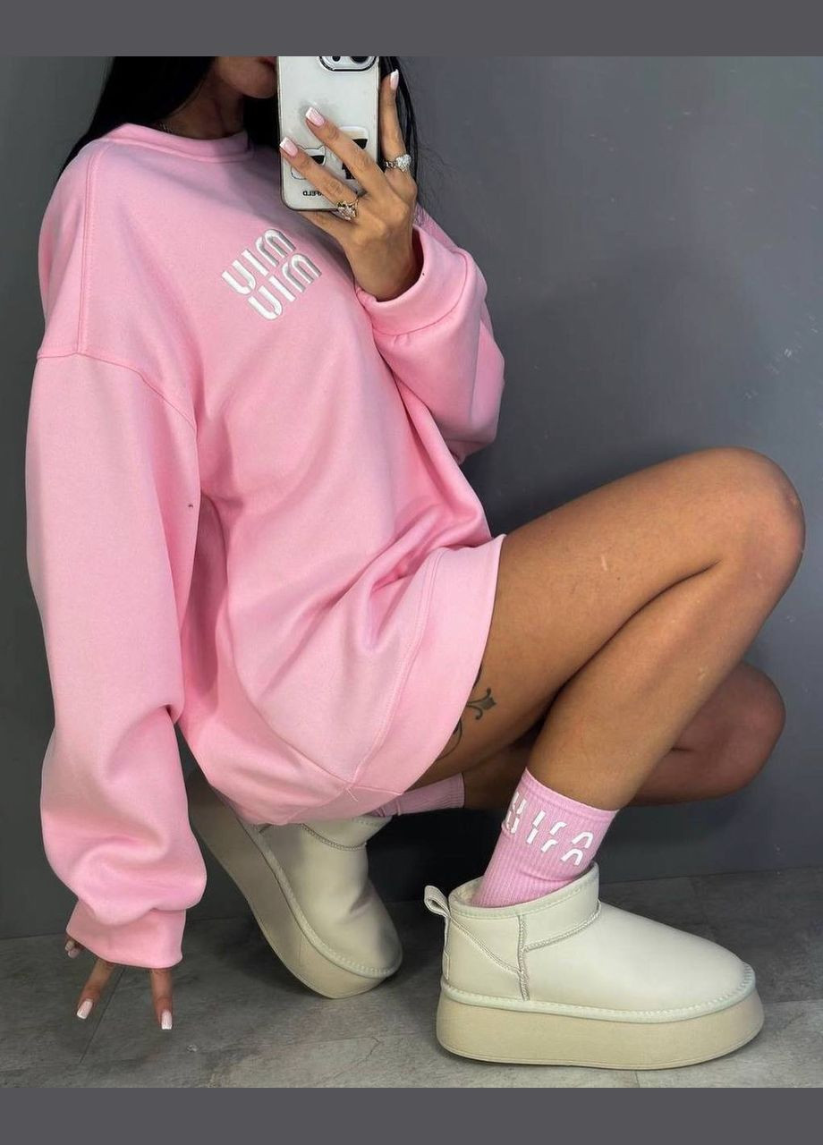 Розовый женский свитшот+наски FINO Mode надпись без декора (341736530)