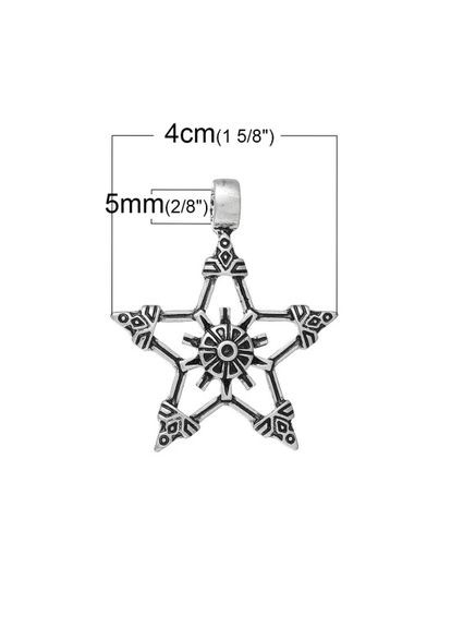 Подвеска Кулон звезда пятиконечная Античное серебро 4 см x 3.4 см Finding (316251512)
