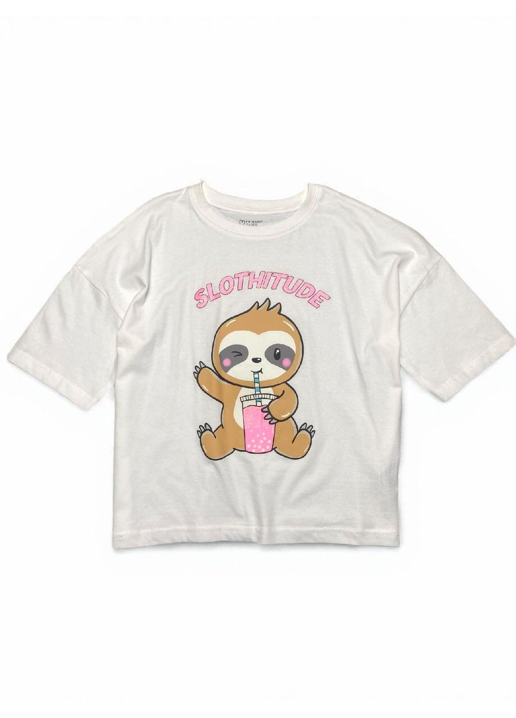 Белая футболка детская подростковая на девочку укороченная линивец, белая Primark