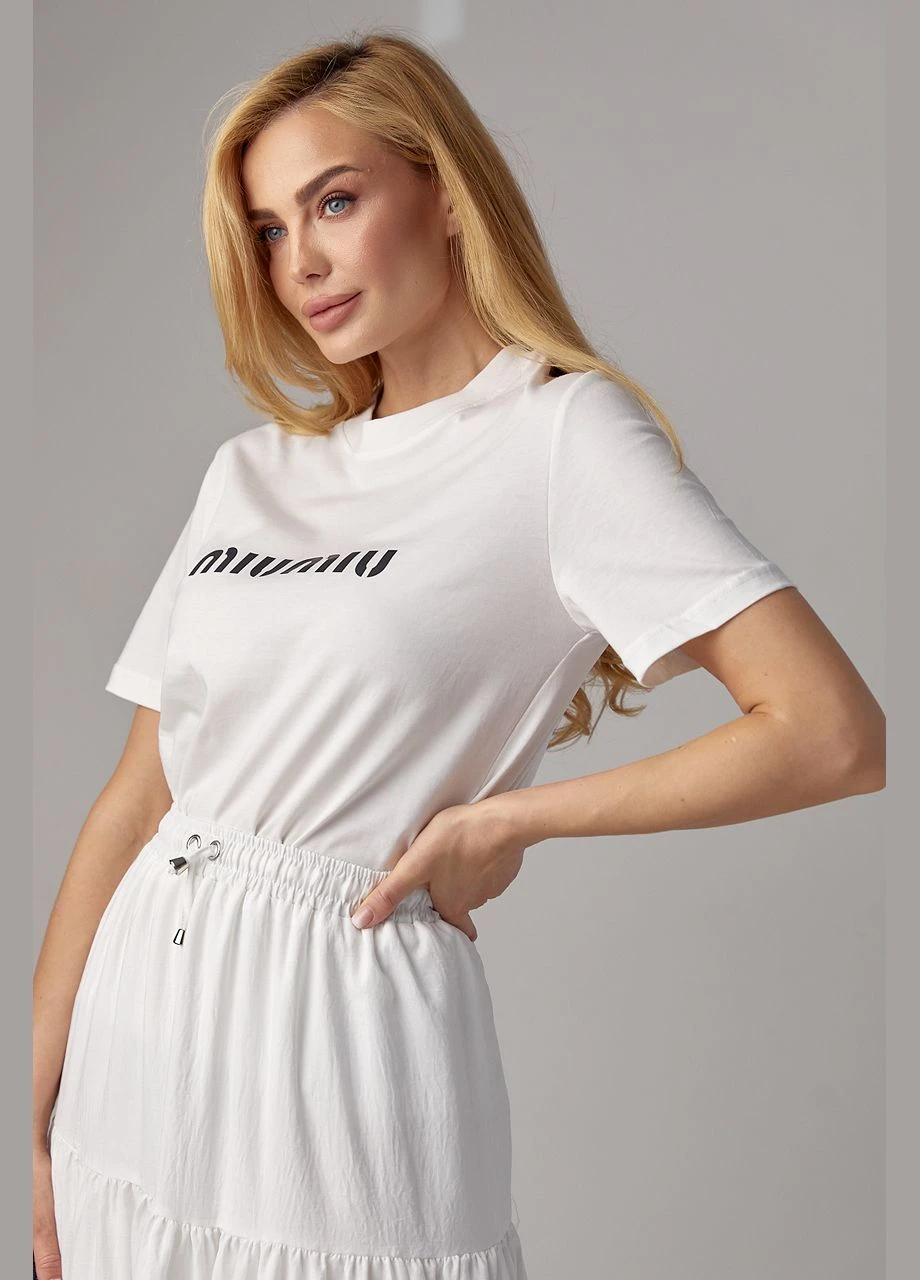 Женская футболка с надписью Miu Miu - черный Lurex - (293292970)