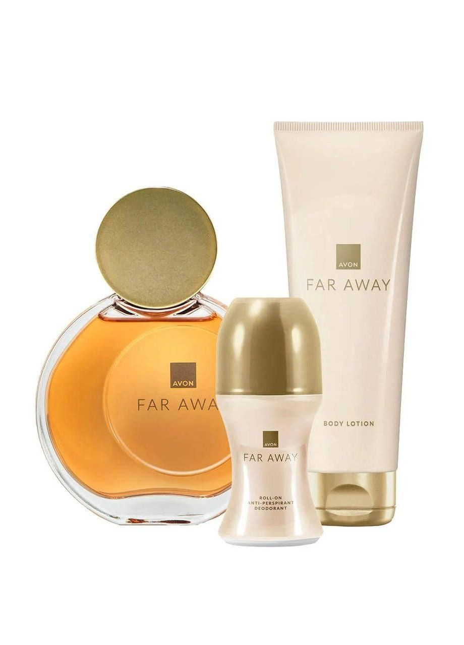 Женский парфюмированный набор 3-в-1 Far Away: Парфюмированная вода Far Away для нее 50 мл + Парфюмированный лосьон для тела 125 мл + К Avon (338623114)