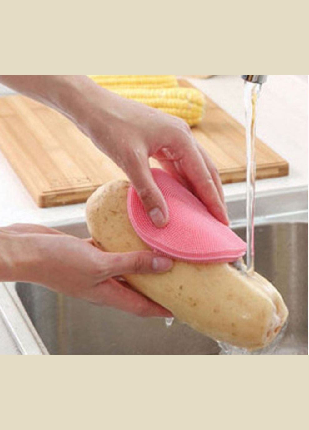 Силиконовая губка щетка для мытья посуды синяя 11,5 см No Brand (315633208)