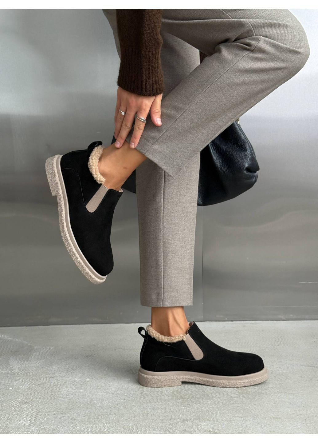 Лофери утеплені «Latte Black» No Brand (363326939)