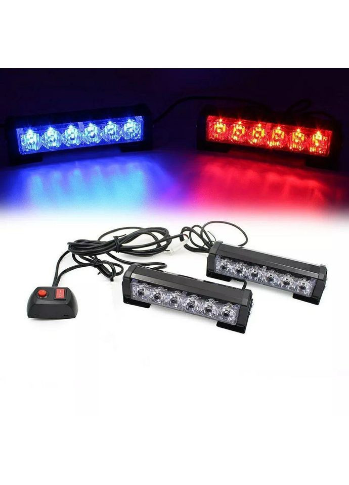 Яскраві світлодіодні автомобільні стробоскопи КРАСНО-СІННЯ, Проблискові маячки, поліцейські мигалки (2 LED) ABS (369165396)