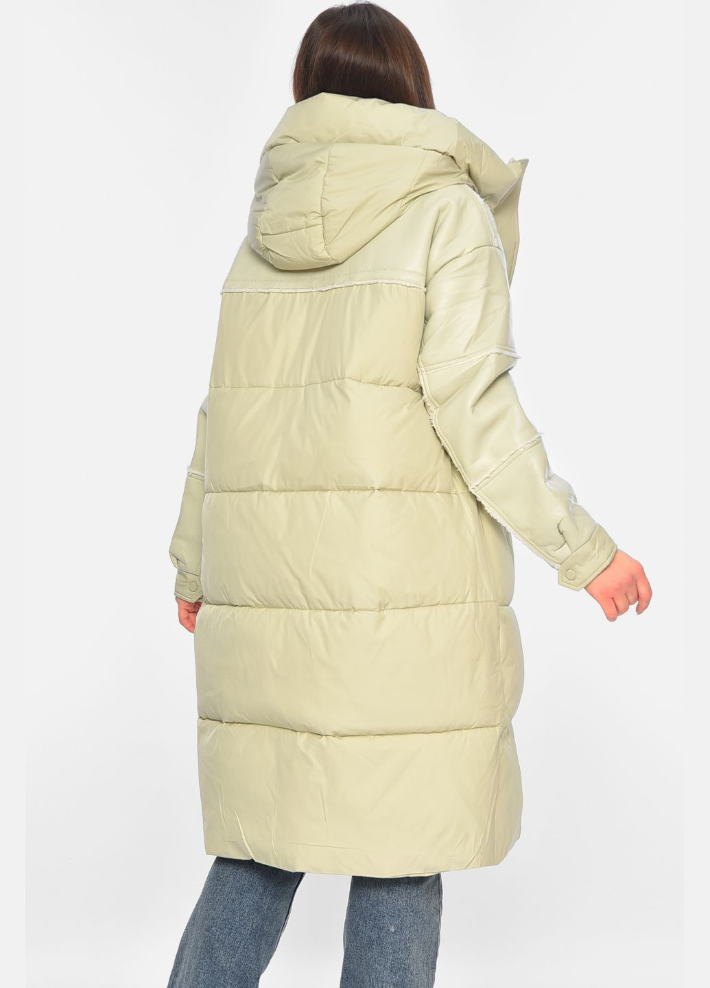 М'ятна зимня куртка-дублянка жіноча подовжена єврозима м'ятного кольору Let's Shop