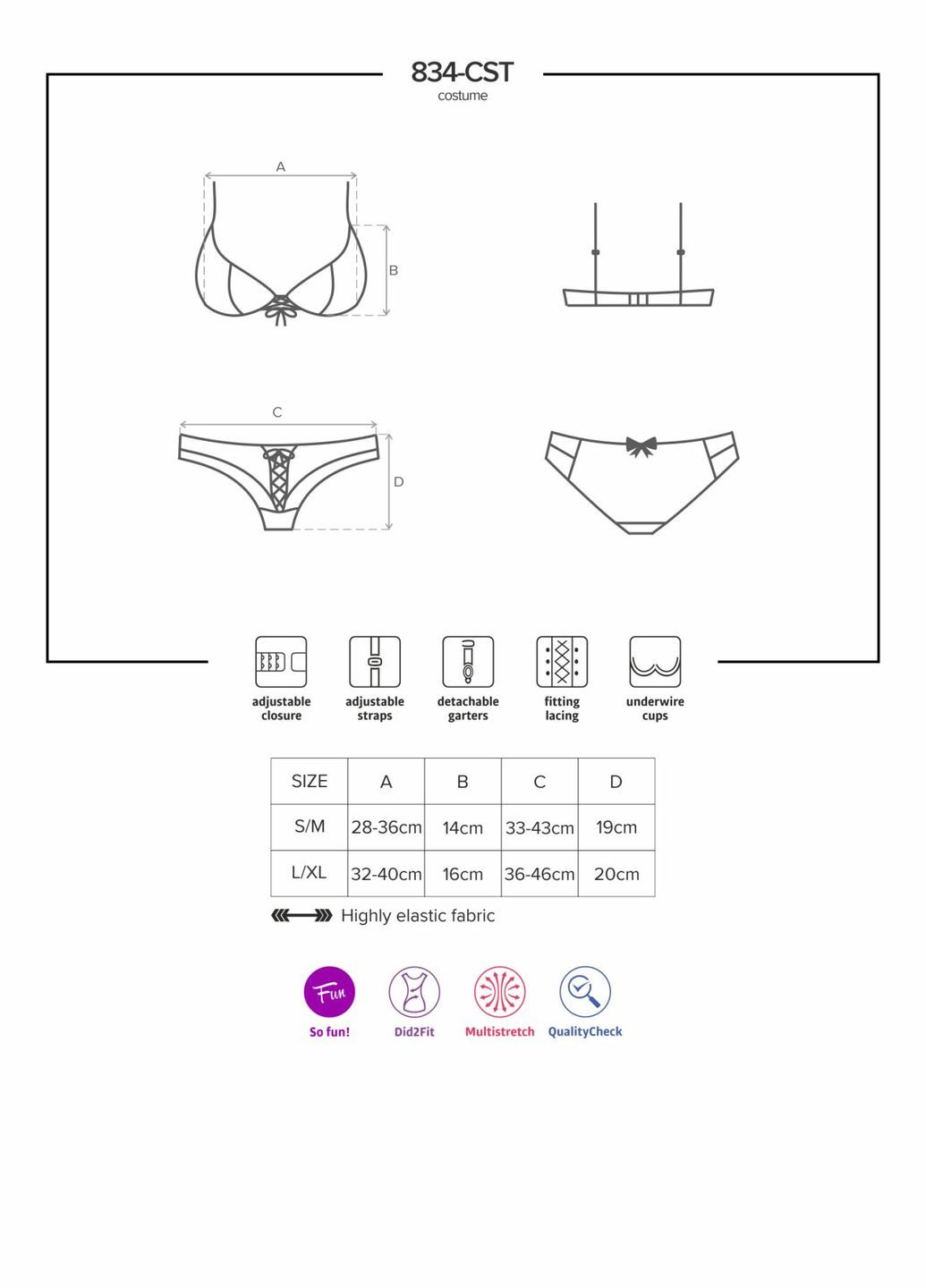 Еротичний костюм медсестри 834-CST-6, біло-блакитний Obsessive (297587031)