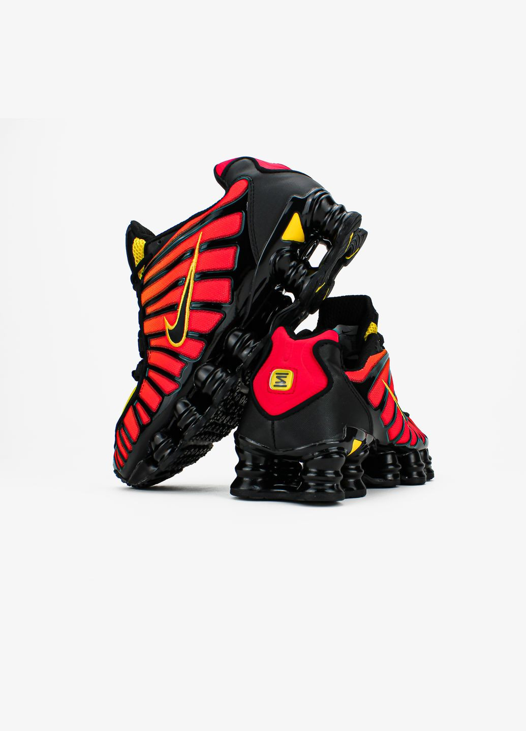 Оранжевые всесезонные кроссовки мужские и женские nike shox tl black orange tiger | найк шокс тл черные оранжевые No Brand