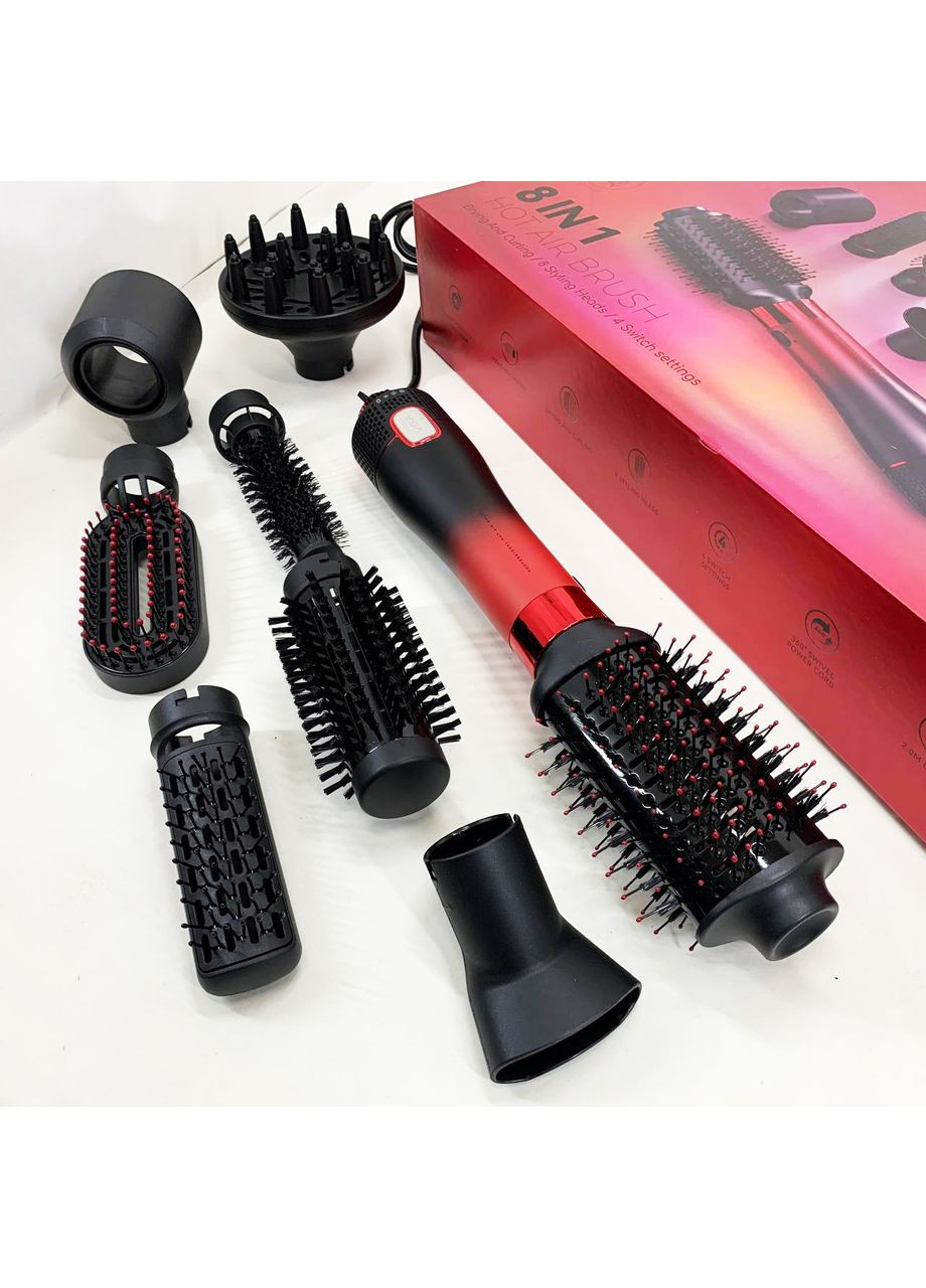 Фен-щетка стайлер 8 в 1 V-488. Цвет: красный VGR (364666120)