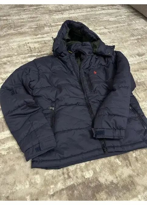 Темно-синяя зимняя куртка зимняя мужская плотная новая ральф поло темно-синяя 1:1 No Brand