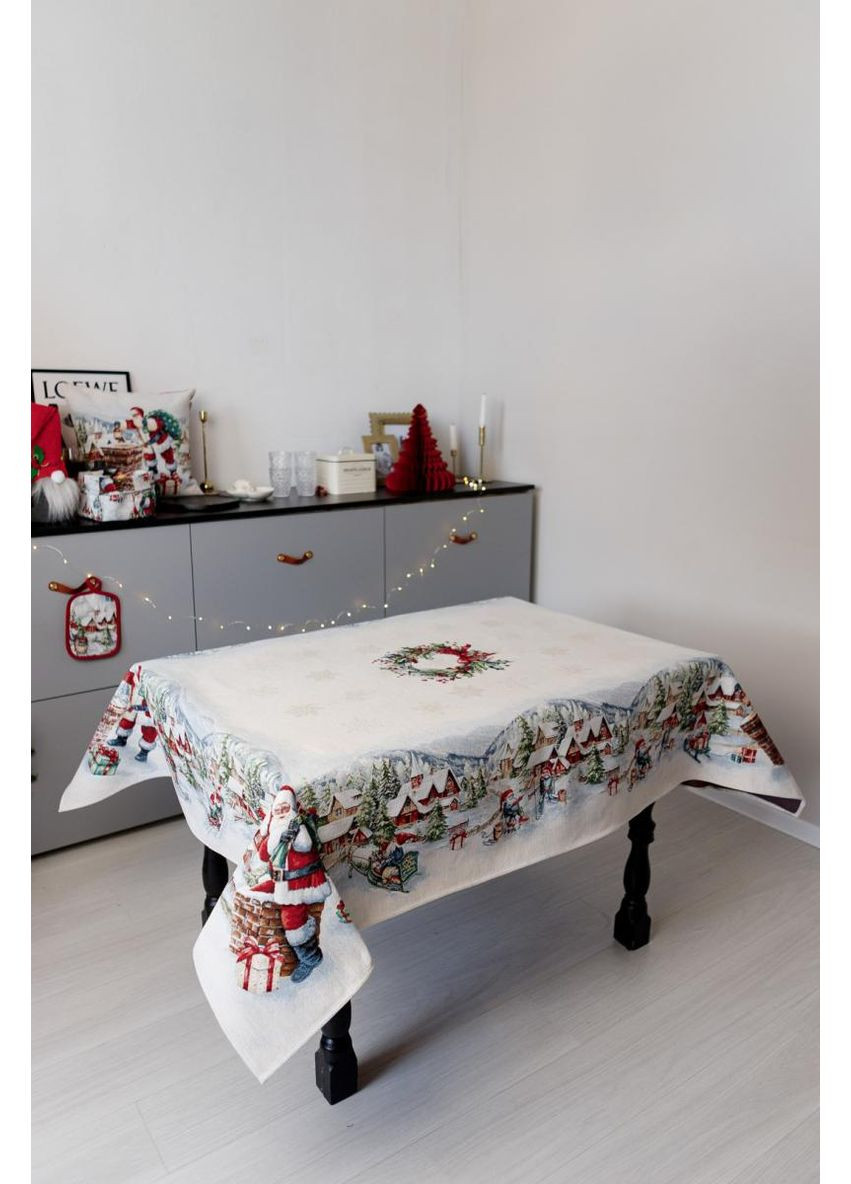 Скатертина гобеленова з велюром Снігова зима 135х220 см Прованс (366970006)