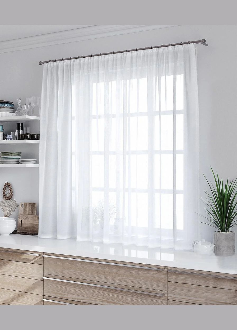 Тюль шифон (вуаль) молочний короткий до підвіконня, 290*170 см No Brand (316591678)