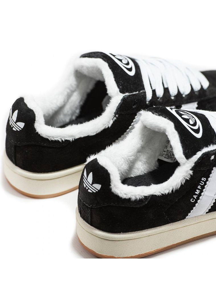 Чорні Зимовий кросівки чоловічі adidas campus 00s black white fur адідас кампус No Brand