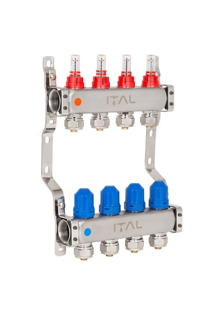 Колекторний блок із витратомірами HC1-04 x 3/4"Ek, нержавіюча сталь ITAL (316088929)