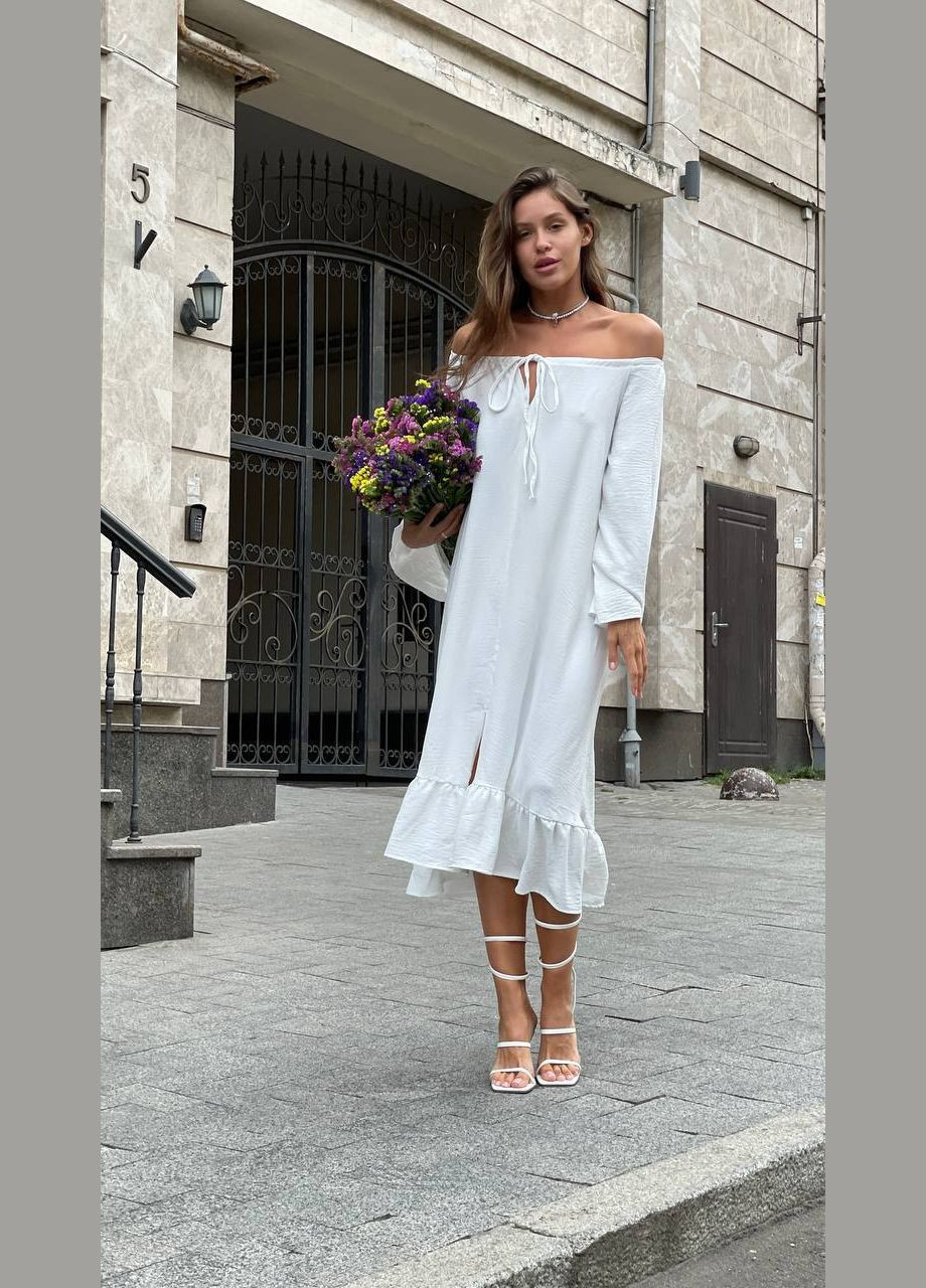 Белое повседневный легкое платье Adelante однотонное