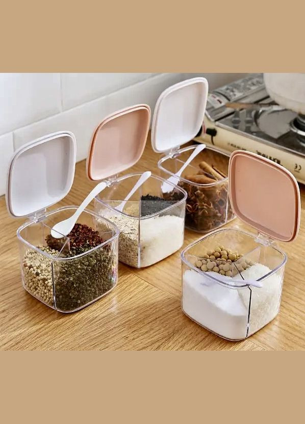 Контейнер емкость для специй Органайзер для приправ 3 отделения Пластик No Brand (315633314)