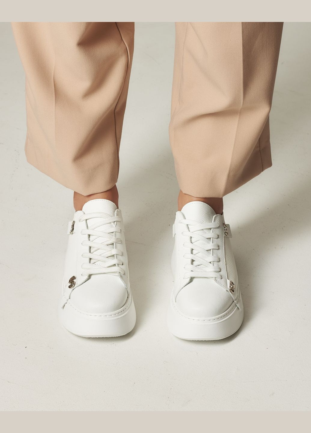 Кроссовки на платформе кожа Guero белые всесезоны (299147860)