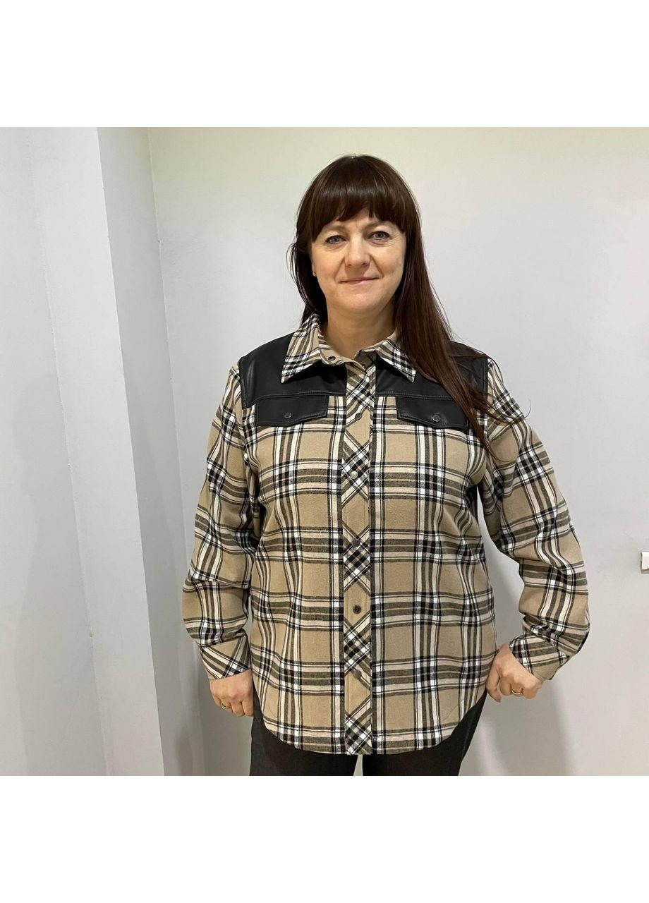 Бежева сорочка j.london жіноча котон карта довгий рукав 50 бежева No Brand