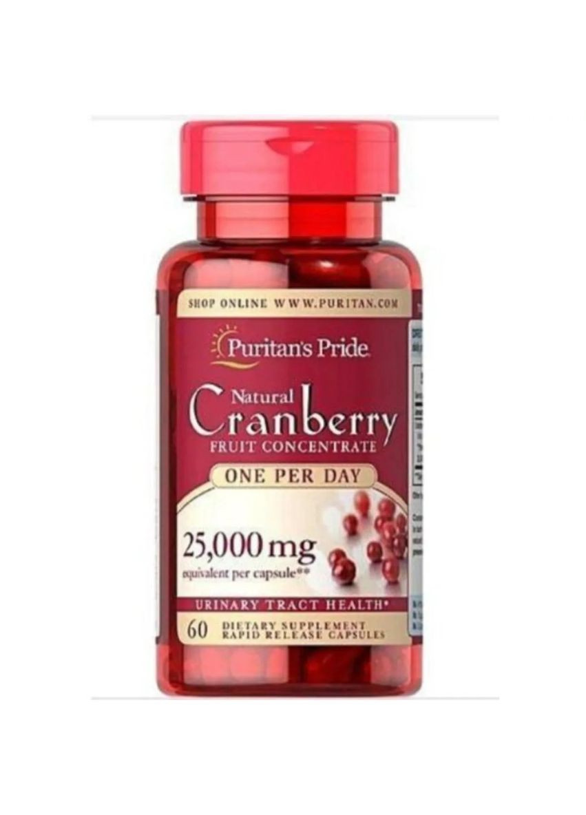 Клюква Puritan's Pride Cranberry Fruit Concentrate 25000 mg 60 Softgels Puritans Pride (294222922)
