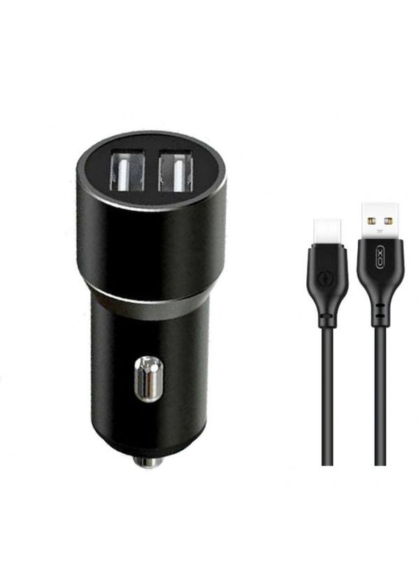 ОЗУ TZ09 адаптер 2USB/2.4A/max 12W metal + Type-C black XO (333827820)