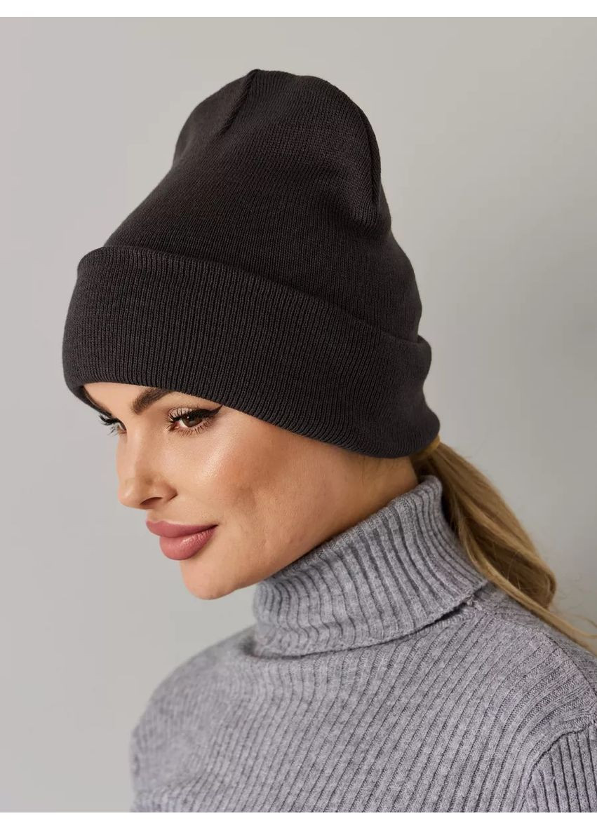 Молодежная двухслойная шапка бини лонг No Brand Шапка біні лонг лопата (362411543)