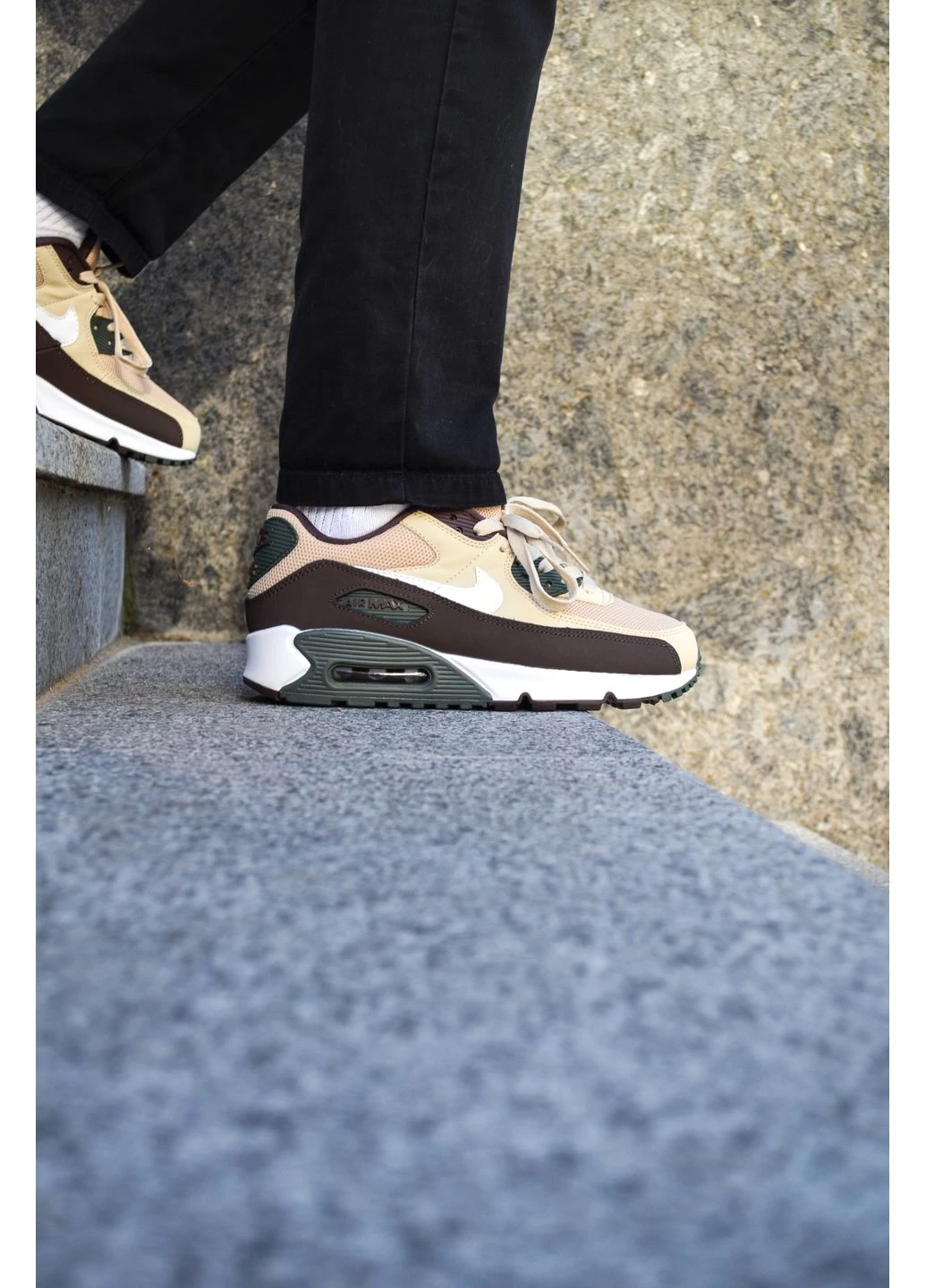 Бежеві кросівки чоловічі nike air max 90 cream найк аір макс 90 бежеві демісезон No Brand