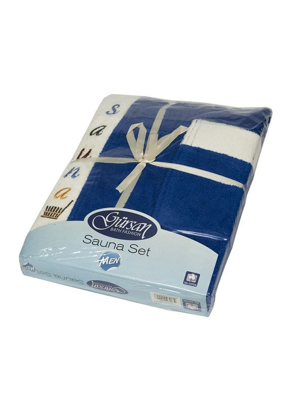 Набор для сауны Cotton мужской - Blue (полотенце 65*150 + 50*90 + тапочки) Gursan (288045357)