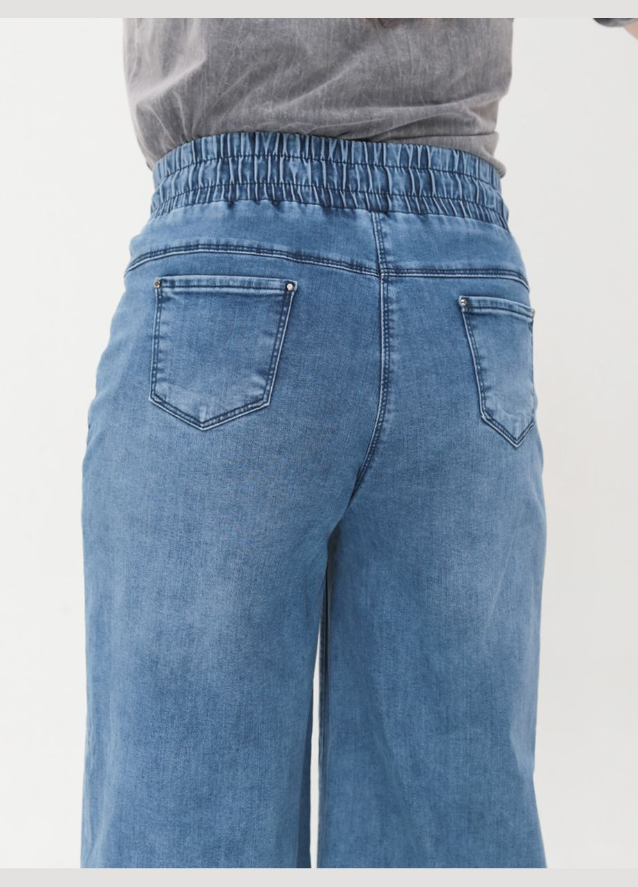 Джинсы женские голубые широкие палаццо с резинкой на поясе Палаццо Adorati - (322999521)