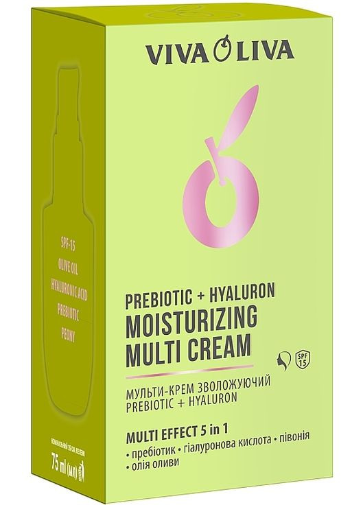 Мульти-крем для лица увлажняющий Prebiotic + Hyaluron Moisturizing Multi Cream SPF 15 75ml Viva Oliva (368667101)