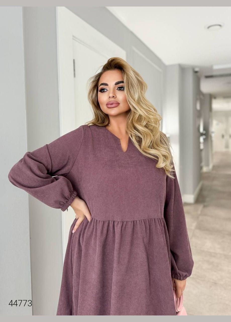 Малиновое повседневный платье с длинным рукавом Liton