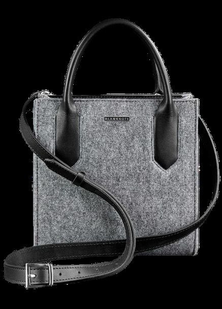 Фетрова сумка жіноча через плече крос-боді Чорнийwood зі шкіряними чорними вставками BlankNote (302009238)